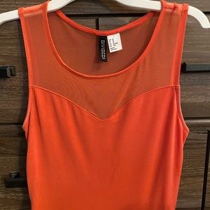 Coral Mesh Top Summer Dress